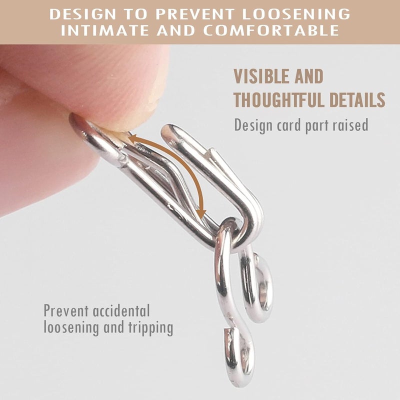 PECMER 100set Copper Sewing Hooks and Eyes - 3# Silver Bra Hooks for Skirt, Trousers, Dress Sewing Closure - 18mm - Image 3